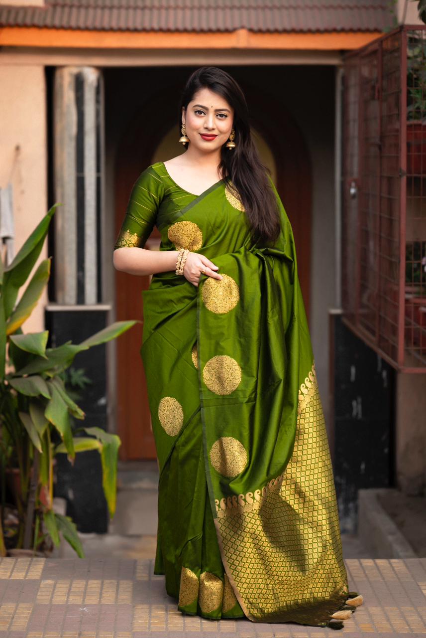 Rich zari woven pallu with with cotton  Soft Silk Saree